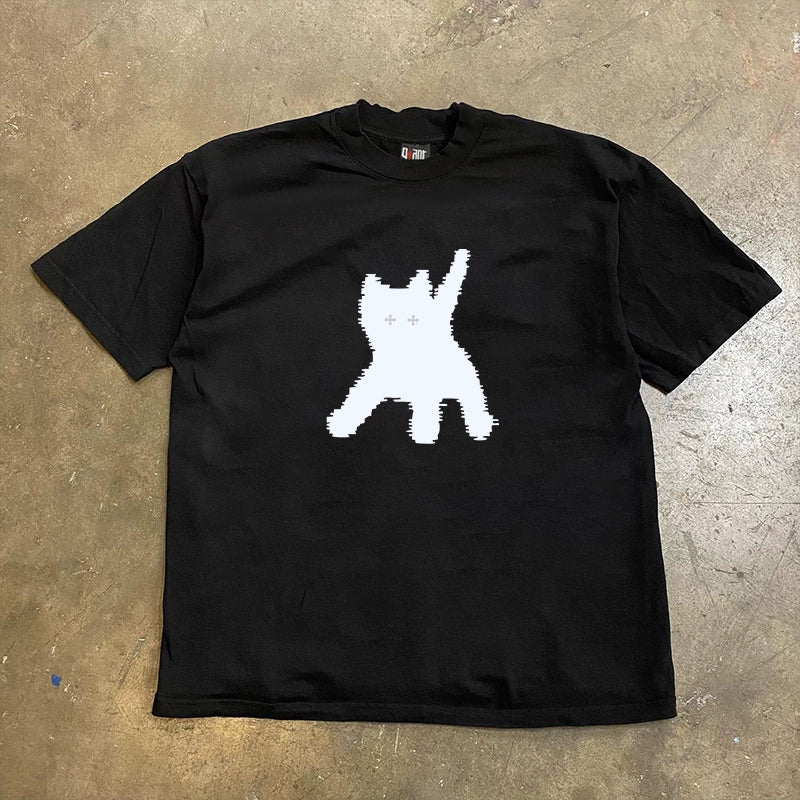 Pixel Fried Cat Graphic T-shirt