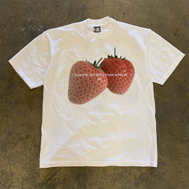 Strawberries Graphic T-shirt with Quote