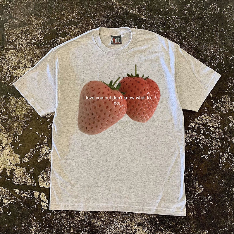 Strawberries Graphic T-shirt with Quote