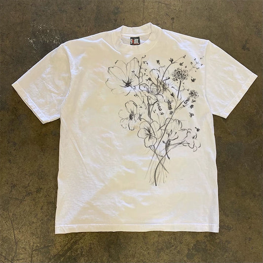 Black Flowers Graphic T-shirt