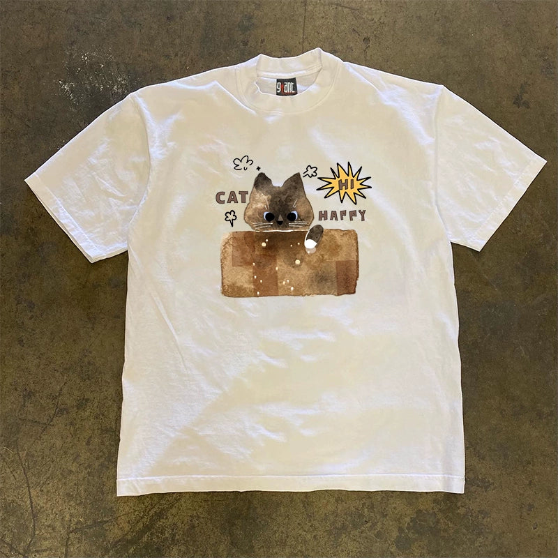 Cat Happy Graphic T-Shirt