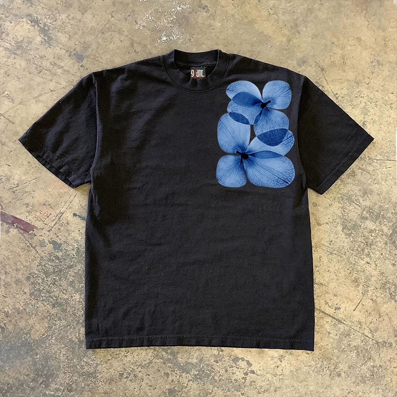 Blue Flowers Graphic T-shirt