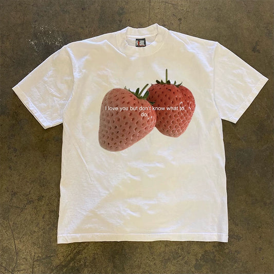 Strawberries Graphic T-shirt with Quote