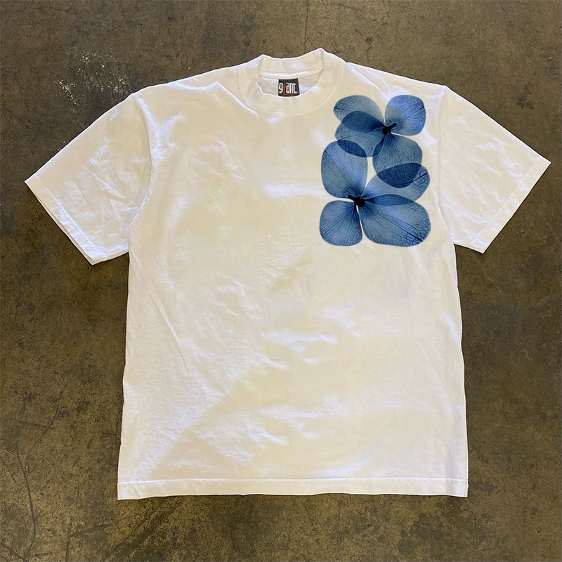 Blue Flowers Graphic T-shirt