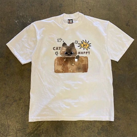 Cat Happy Graphic T-Shirt