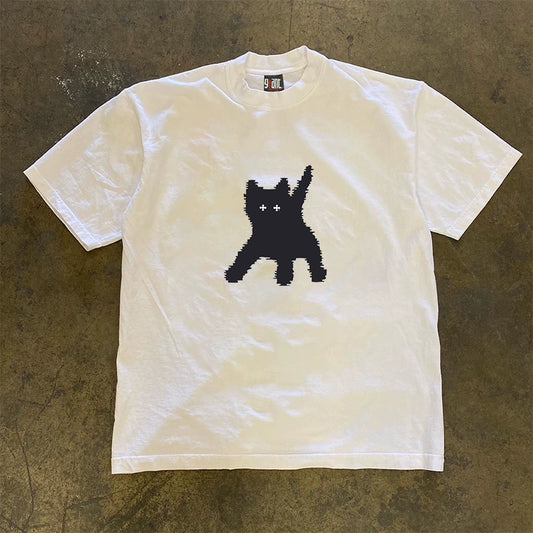 Pixel Fried Cat Graphic T-shirt