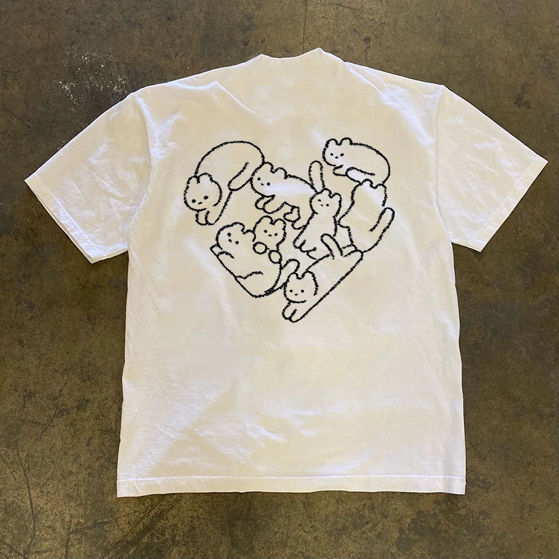 Cats Shaping a Heart Graphic T-shirt