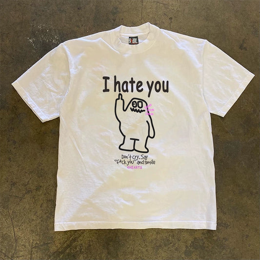 Middle Finger Graphic T-shirt with Quote