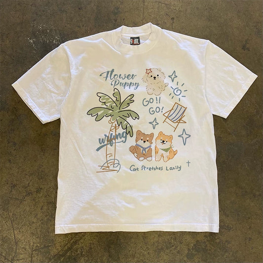 Cheerful Puppy Retro Graphic T-shirt